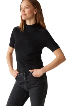 Michael Stars Sabel Mock Neck Top in Black