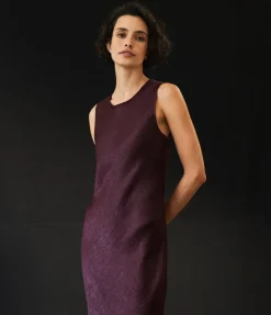 Michael Stars Seema Hammered Satin Midi Dress in Beetroot