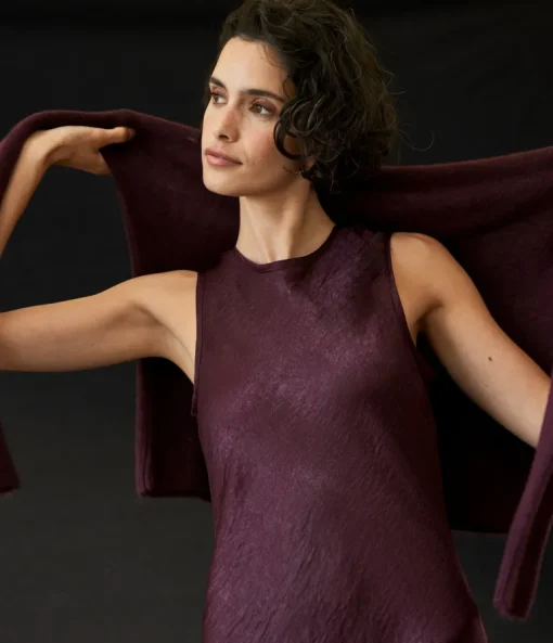 Michael Stars Seema Hammered Satin Midi Dress in Beetroot