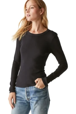 Michael Stars Zola Ribbed Tee in Black