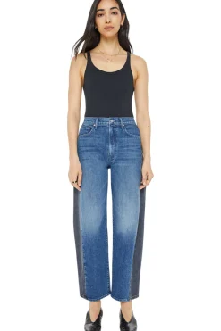 MOTHER Denim Half Pipe Flood in Black and Blue