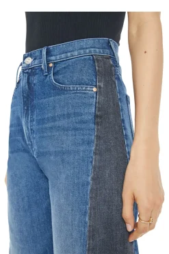 MOTHER Denim Half Pipe Flood in Black and Blue