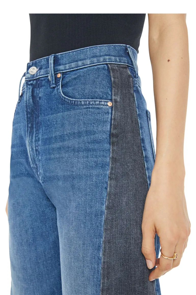 MOTHER Denim Half Pipe Flood in Black and Blue