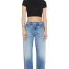 MOTHER Denim Lil' Mid-Rise Tunnel Vision Sneak Jeans in I'm a Winner