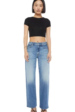 MOTHER Denim Lil' Mid-Rise Tunnel Vision Sneak Jeans in I'm a Winner