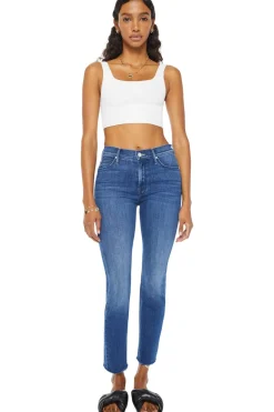 MOTHER Denim Mid Rise Dazzler Ankle Fray in Nothing Between Us