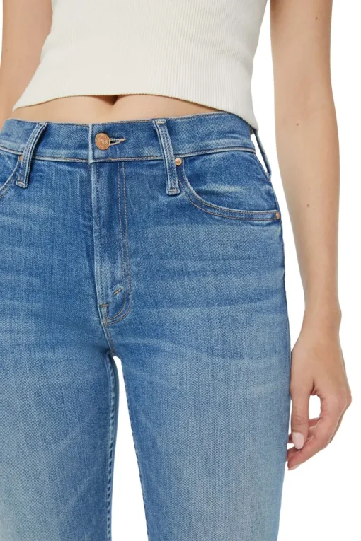 MOTHER Denim Mid Rise Rider Flood in Monkey in the Middle