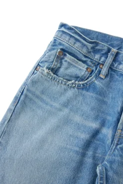 Moussy Denim Cheval Straight Low-Rise Jeans in Light Blue