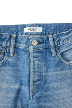 Moussy Denim Cheval Straight Low-Rise Jeans in Light Blue
