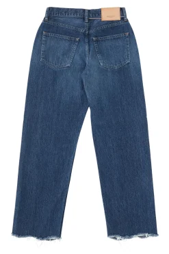 Moussy Denim Corcoran Wide Straight Leg Jeans in Dark Blue