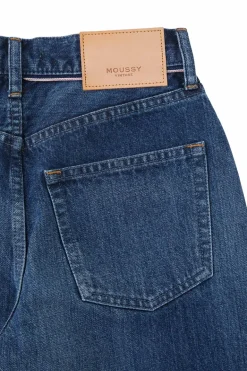 Moussy Denim Corcoran Wide Straight Leg Jeans in Dark Blue