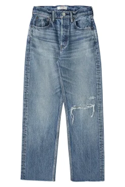 Moussy Denim Esplen Wide Straight Jeans in Blue