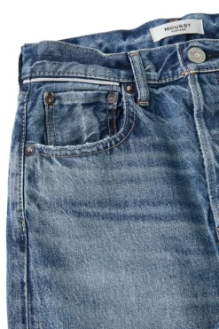 Moussy Denim Esplen Wide Straight Jeans in Blue
