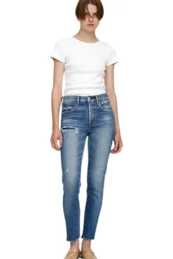 Moussy Denim Hammond Skinny High-Waisted Jean in Blue