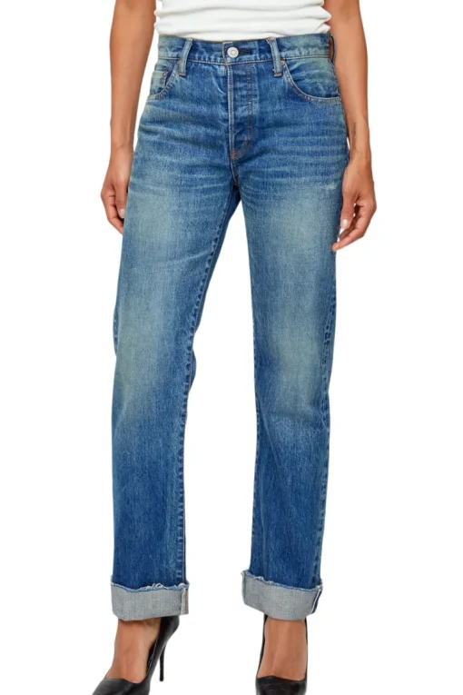 Moussy Denim Hopewell Selvedge Jeans in Dark Blue