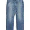 Moussy Denim Linden Slim Straight Jeans in Light Blue
