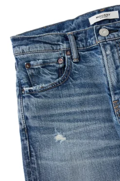 Moussy Denim Linden Slim Straight Jeans in Light Blue