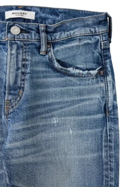 Moussy Denim Linden Slim Straight Jeans in Light Blue