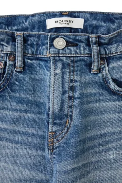 Moussy Denim Linden Slim Straight Jeans in Light Blue