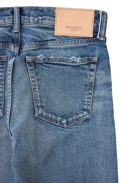 Moussy Denim Linden Slim Straight Jeans in Light Blue