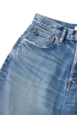 Moussy Denim Mabel Wide Straight Cropped Jeans in Blue