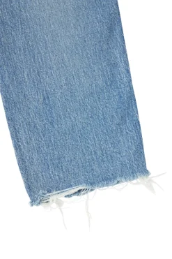 Moussy Denim Mabel Wide Straight Cropped Jeans in Blue