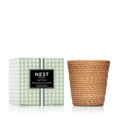 Nest Rattan Classic Candle in Wild Mint & Eucalyptus