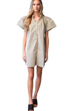 Never A Wallflower Elastic Collar Shift Dress in Small Check