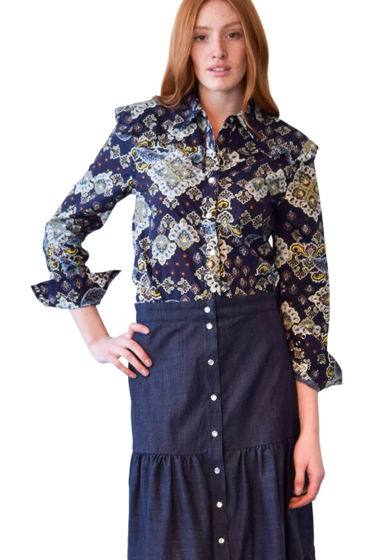Never A Wallflower Snap Button Down Shirt in Paisley