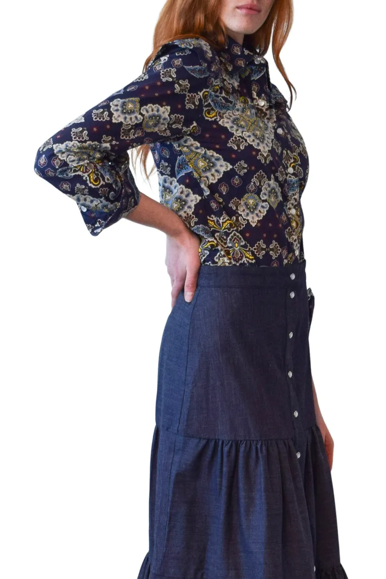 Never A Wallflower Snap Button Down Shirt in Paisley