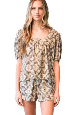 Never A Wallflower Square Neck Top in Bandana