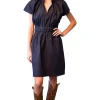 Never A Wallflower Vicki Elastic Waist Dress Dark Blue Denim