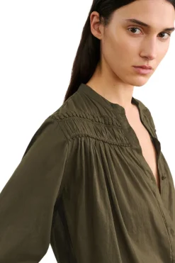 Nili Lotan Clarys Top in Olive Green