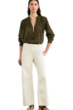 Nili Lotan Clarys Top in Olive Green