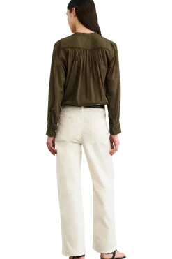 Nili Lotan Clarys Top in Olive Green