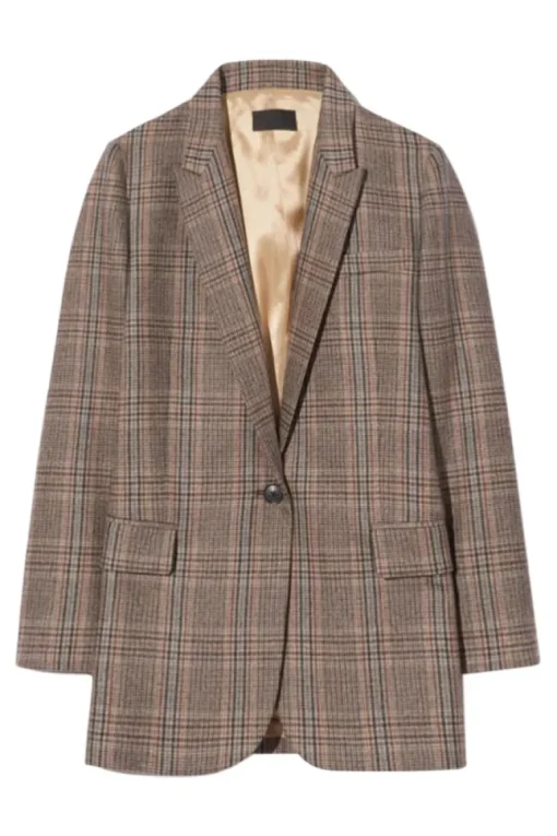Nili Lotan Diane Blazer in Sand Plaid