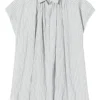 Nili Lotan Normandy Blouse in Ivory Blue Stripes