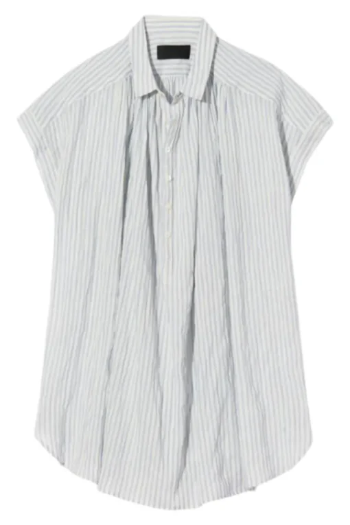 Nili Lotan Normandy Blouse in Ivory Blue Stripes