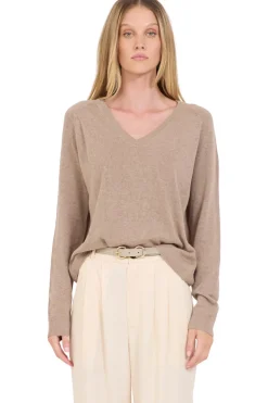 One Grey Day Sloan Linen V-neck Sweater in Stone