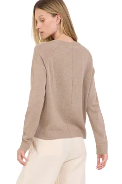 One Grey Day Sloan Linen V-neck Sweater in Stone