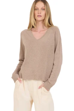 One Grey Day Sloan Linen V-neck Sweater in Stone