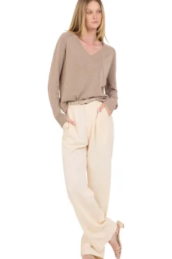 One Grey Day Sloan Linen V-neck Sweater in Stone
