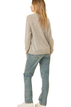 One Grey Day Sloane Cashmere Sweater in Heather Grey