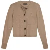 Repeat Cashmere Chunky Knit Cardigan in Taupe