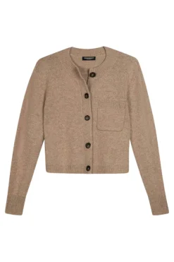 Repeat Cashmere Chunky Knit Cardigan in Taupe