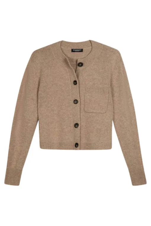 Repeat Cashmere Chunky Knit Cardigan in Taupe