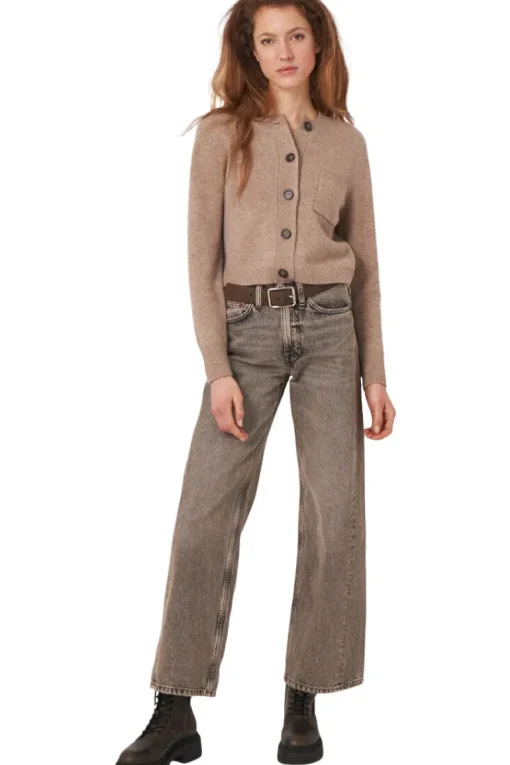 Repeat Cashmere Chunky Knit Cardigan in Taupe