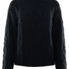 Repeat Cashmere Fisherman's Cable Sweater in Marine