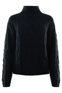 Repeat Cashmere Fisherman's Cable Sweater in Marine