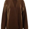 Repeat Cashmere Open Cardigan in Brown